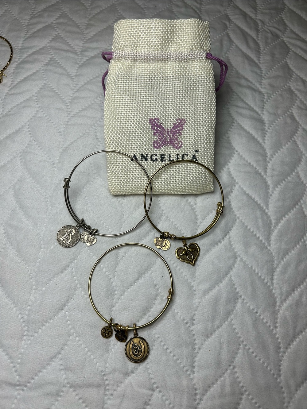 Angelica Collection Eco-Friendly Expandable Bangle Bracelet Lot of 3 with Pouch